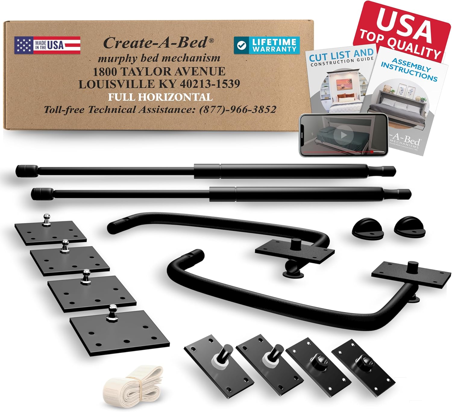 🚀 SpaceMax Pro: Full-Size Horizontal Murphy Bed Kit (Made in USA)