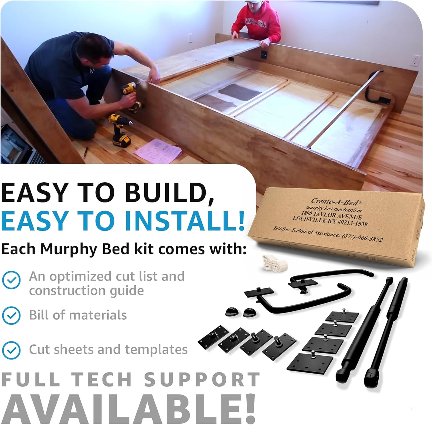 🚀 SpaceMax Pro: Full-Size Horizontal Murphy Bed Kit (Made in USA)