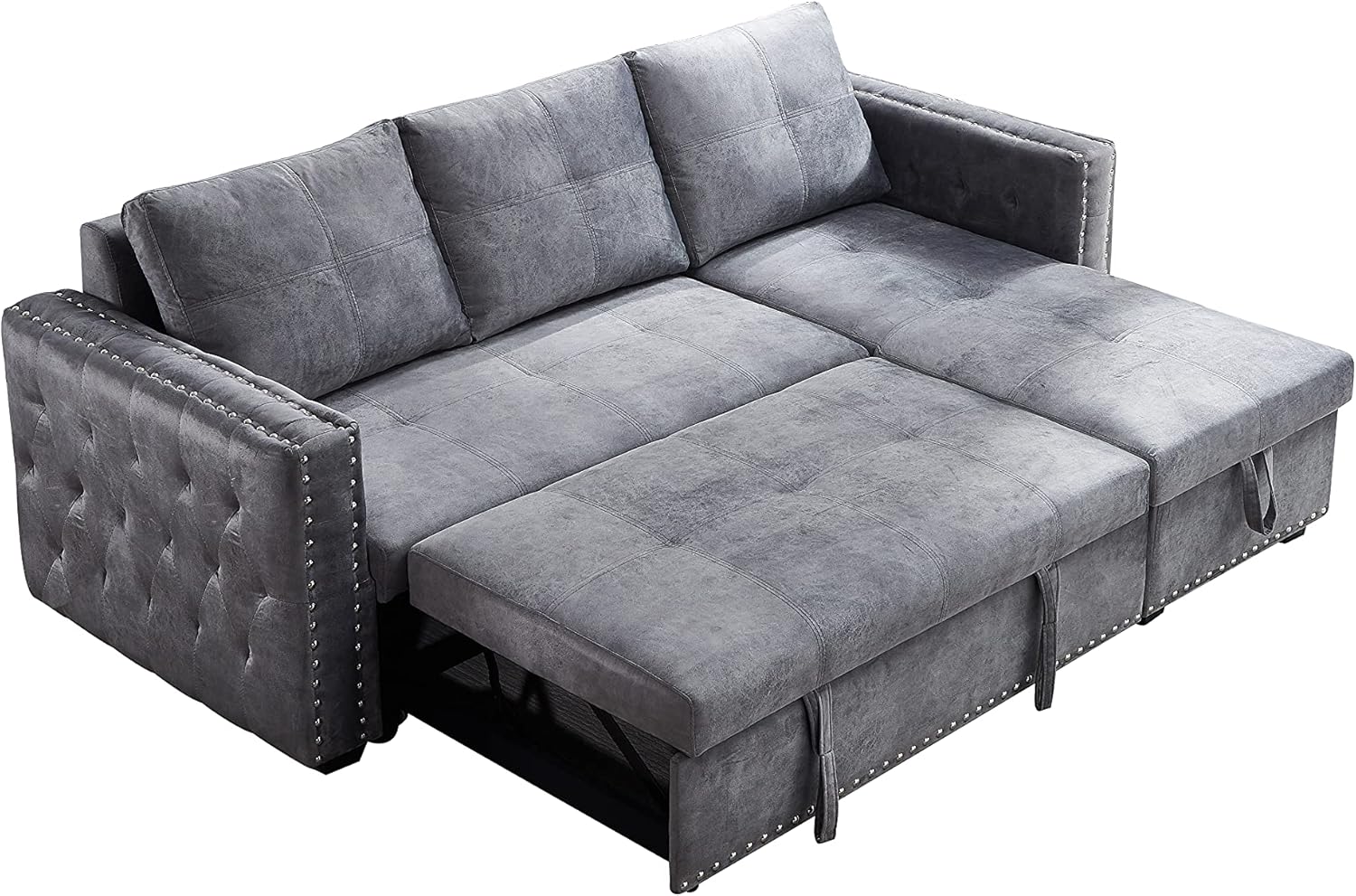 🌟 Space-Saving Sleeper Sectional – 3-in-1 Storage Sofa Bed (Gray, 91"x64")