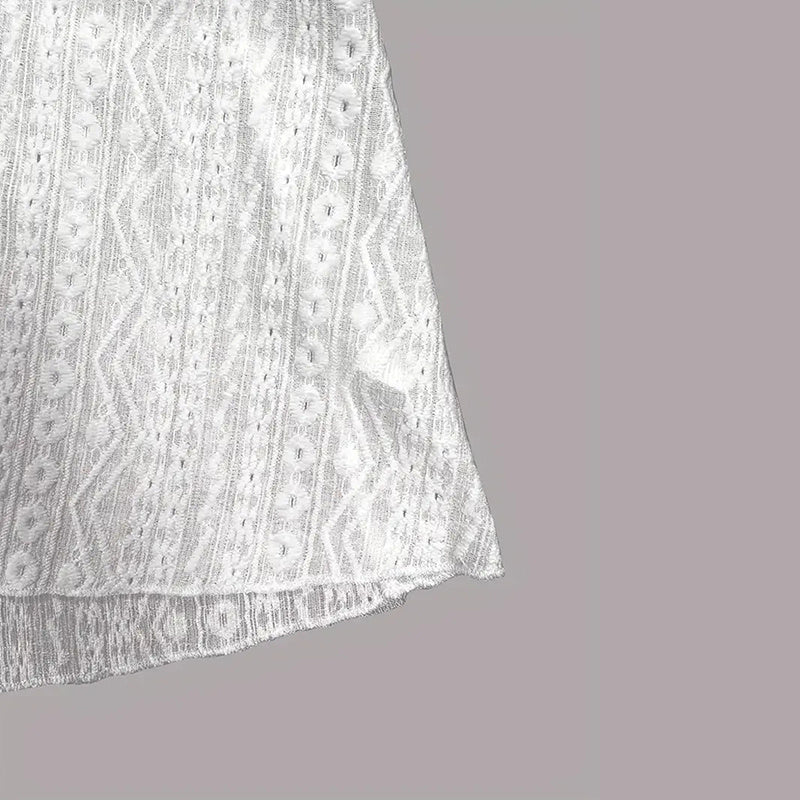 Women round Neck Lace Trim Translucent Shirt Sexy Half Sleeve Hollow Top