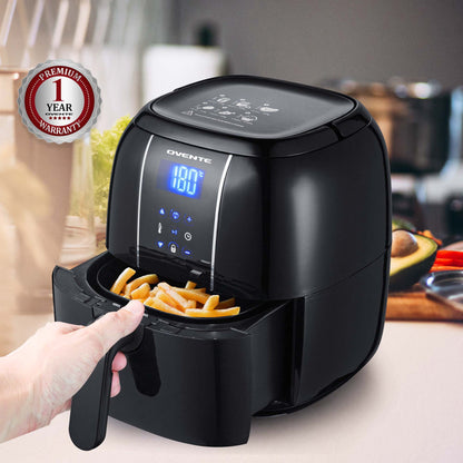 🖤 Compact 3.2 Qt Air Fryer – LED Touchscreen, 6 Presets, Non-Stick, Oil-Free Frying | OVENTE FAD61302B