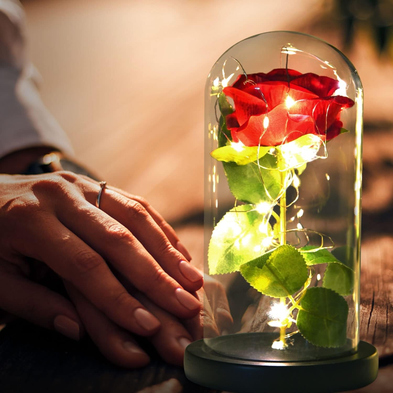 🌹 Eternal Rose Lamp – Handcrafted Glass Rose Light (10" Dome, LED Illuminated)