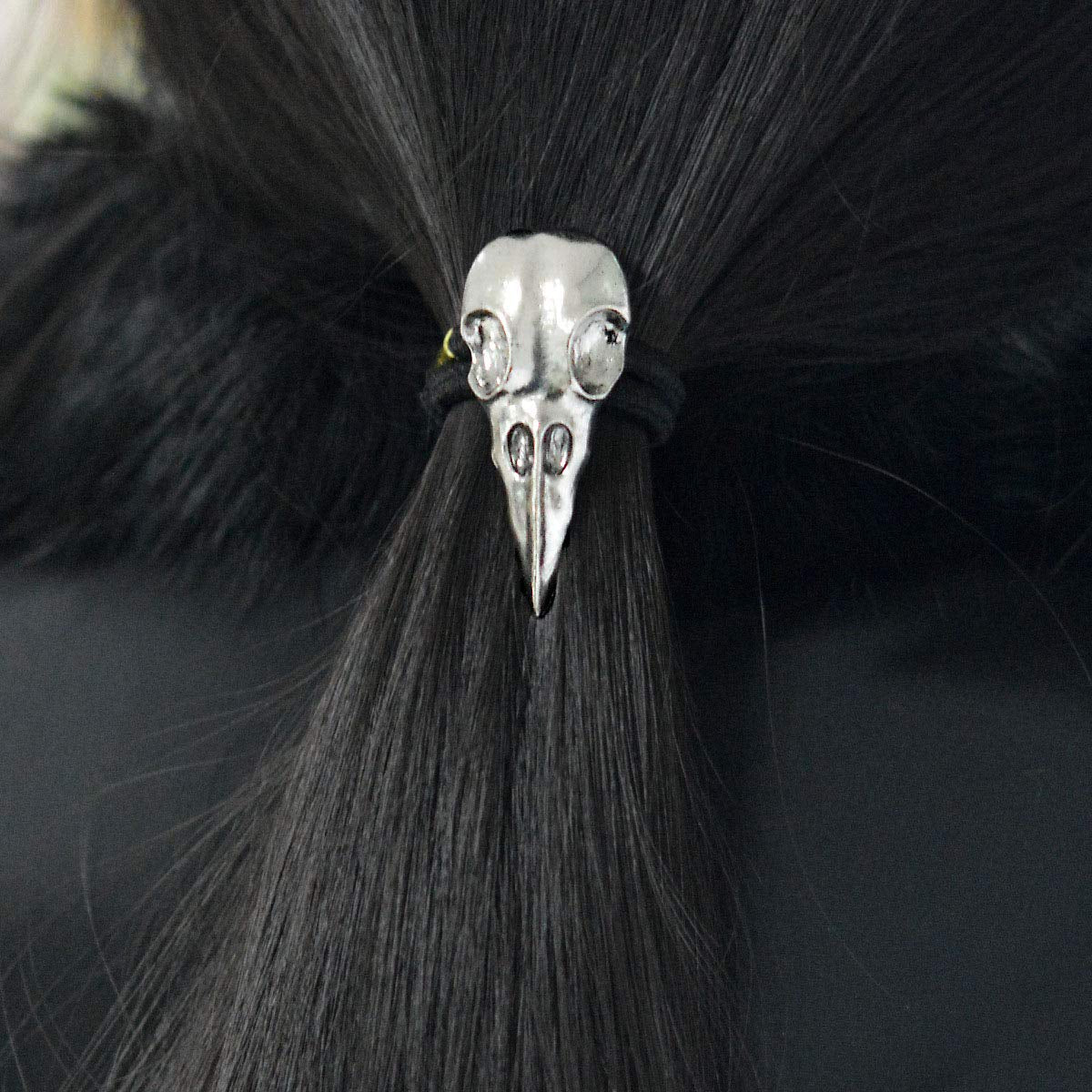 10PCS Women Hair Tie Alloy Crow Skull Elastic Ponytail Holders, Mixed Colors