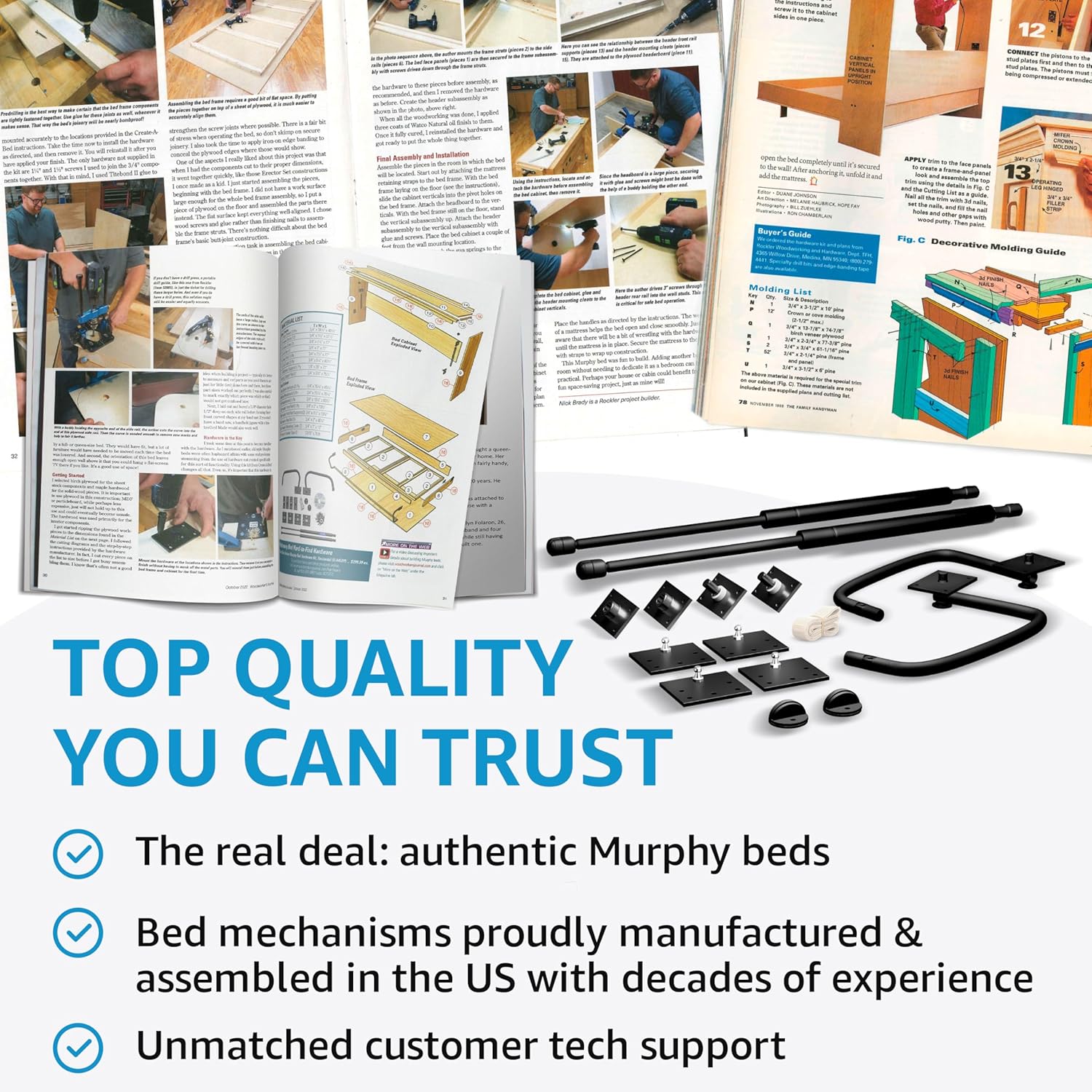 🚀 SpaceMax Pro: Full-Size Horizontal Murphy Bed Kit (Made in USA)