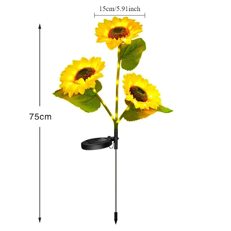 🌻 Solar Sunflower LED Lights – Magical 3-Head Garden Decor (72cm Tall, IP65 Waterproof)