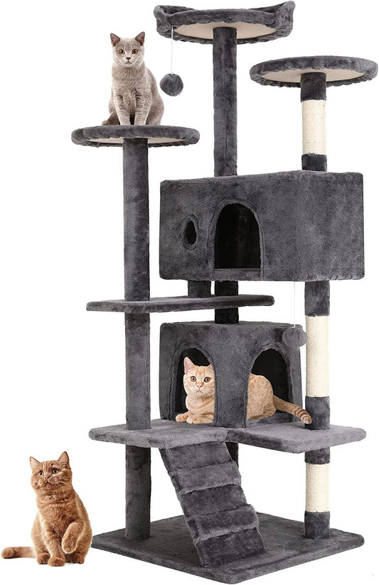 "Ultimate 54'' Cat Tower – Multi-Level Tree with Condos, Scratch Posts & Toys for Happy, Active Cats
