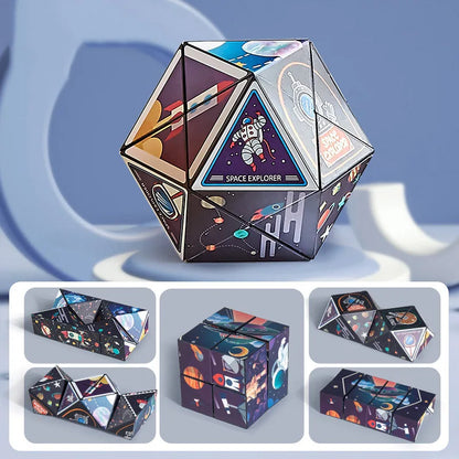  Shape Shifting Magnetic Magic Cube – 3D Puzzle Fidget Toy Flip. Fold. Create. De-Stress.
