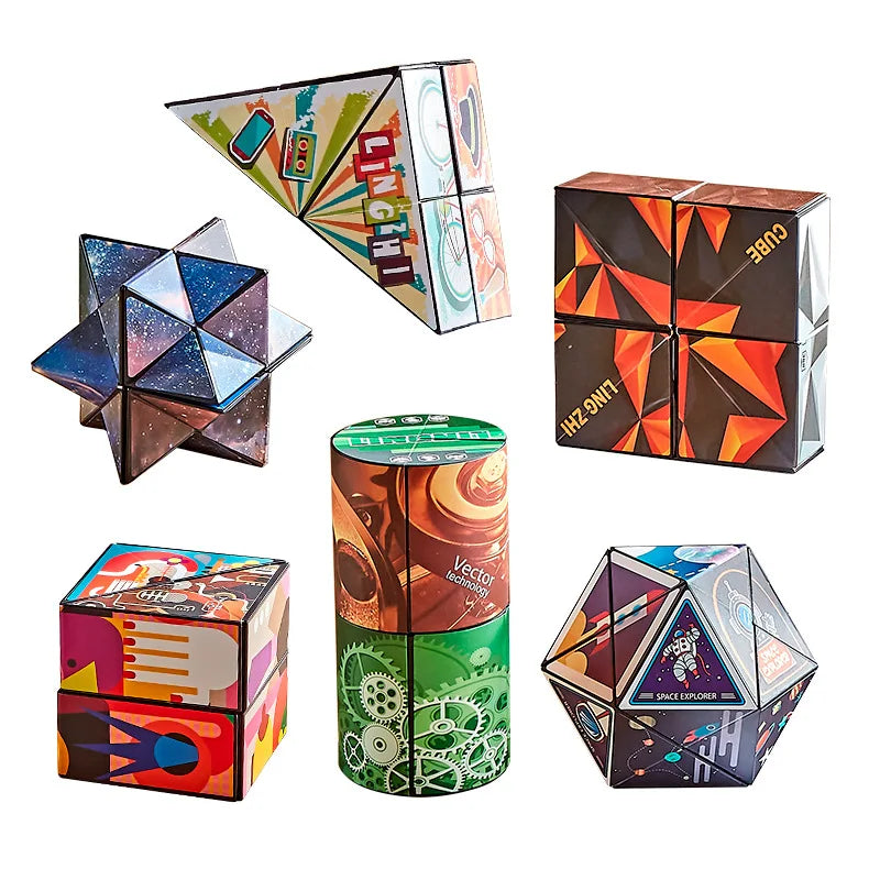  Shape Shifting Magnetic Magic Cube – 3D Puzzle Fidget Toy Flip. Fold. Create. De-Stress.
