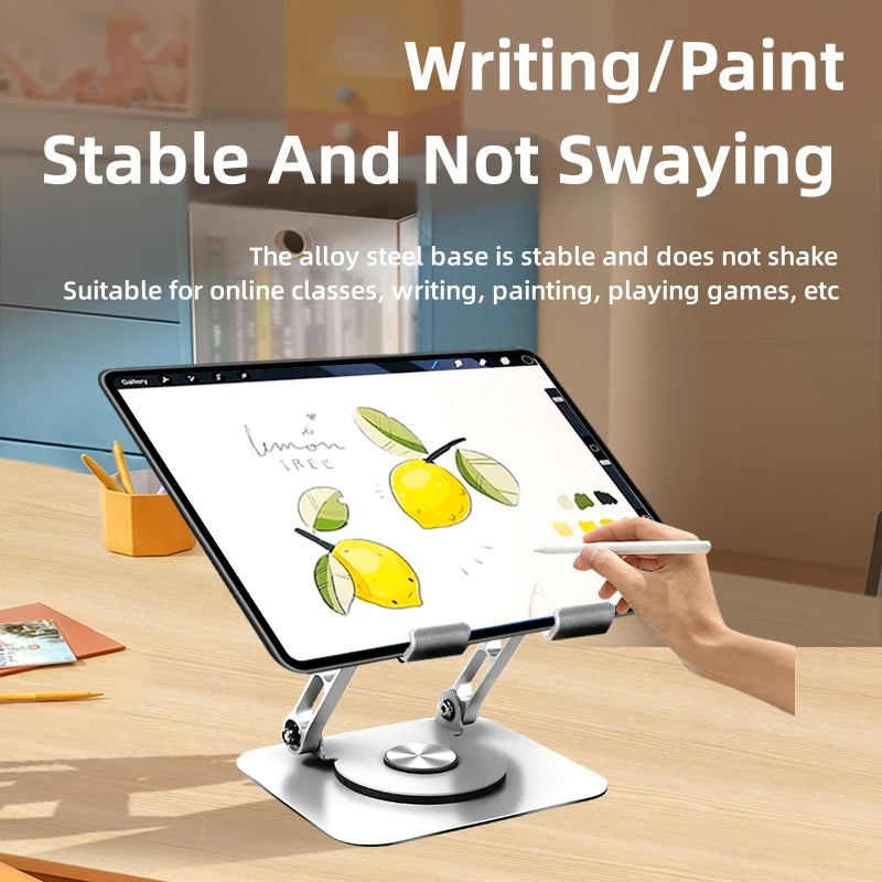 🌟 360° Rotating iPad Stand – The Ultimate Adjustable Tablet Holder for Work & Play!