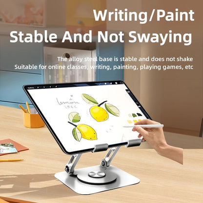 🌟 360° Rotating iPad Stand – The Ultimate Adjustable Tablet Holder for Work & Play!
