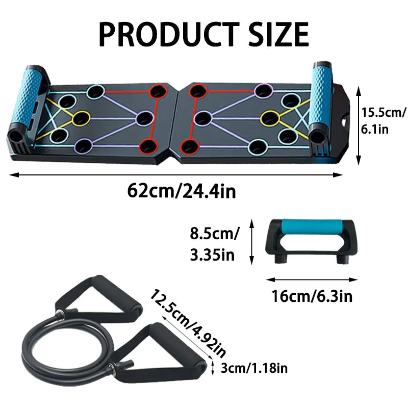 💥 Push-Up Board – Multi-Function Home Gym System for Full Upper Body Strength Training Color-Coded Muscle Targeting | Portable | Professional Push-Up Bar System