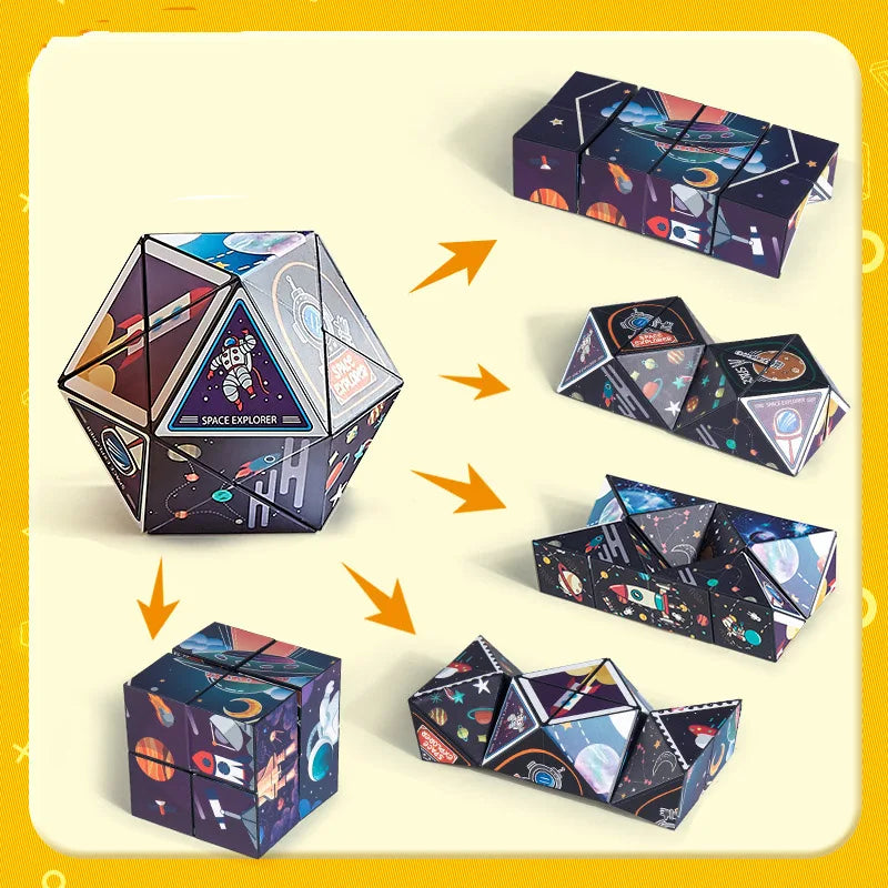  Shape Shifting Magnetic Magic Cube – 3D Puzzle Fidget Toy Flip. Fold. Create. De-Stress.