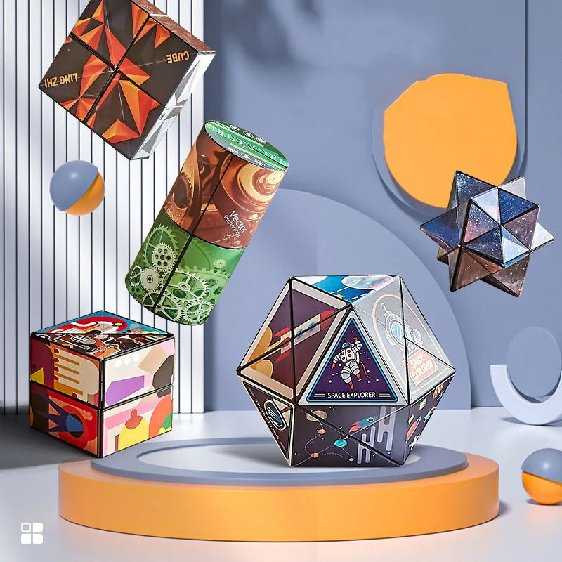  Shape Shifting Magnetic Magic Cube – 3D Puzzle Fidget Toy Flip. Fold. Create. De-Stress.