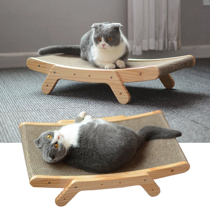 🐱 Claw & Nap 3-in-1 – The Ultimate Wooden Cat Scratcher Lounge!