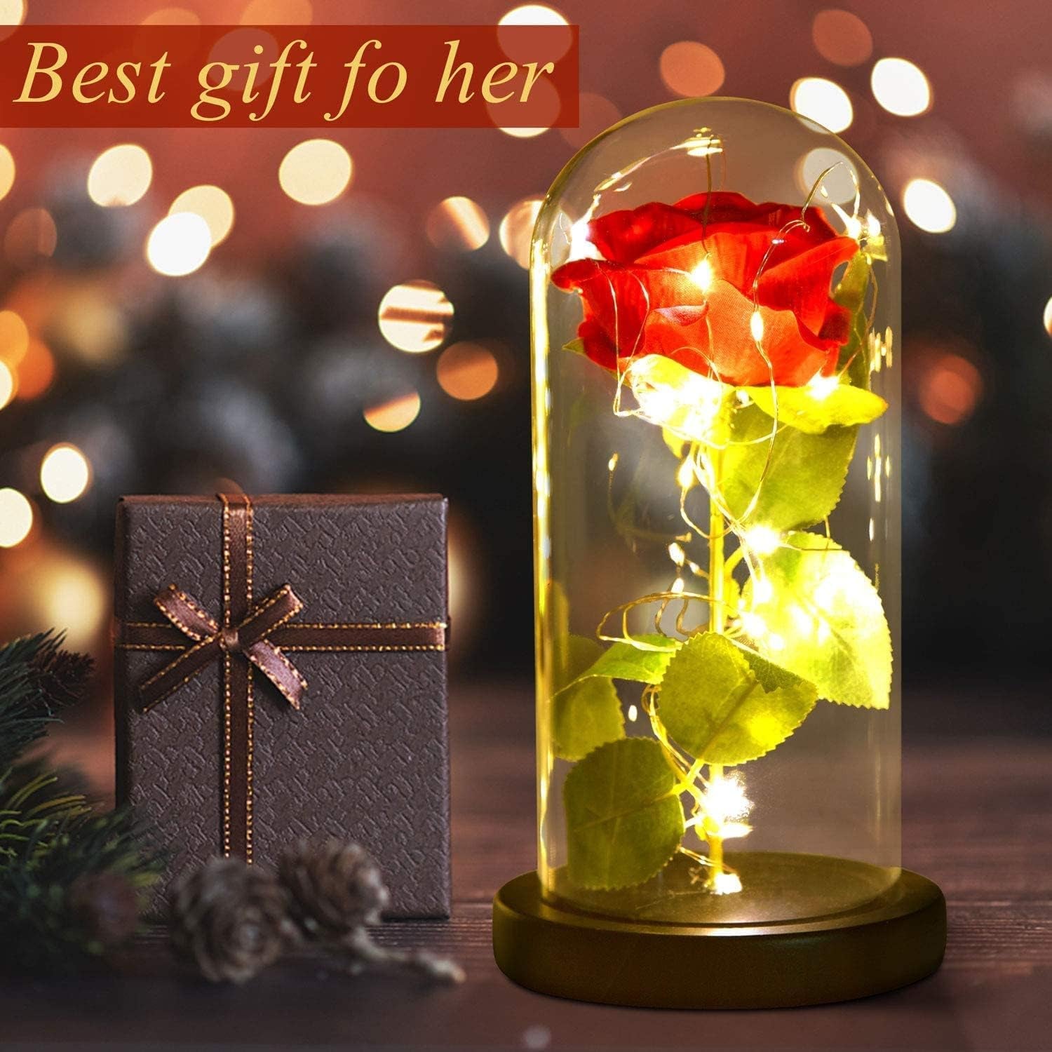 🌹 Eternal Rose Lamp – Handcrafted Glass Rose Light (10" Dome, LED Illuminated)
