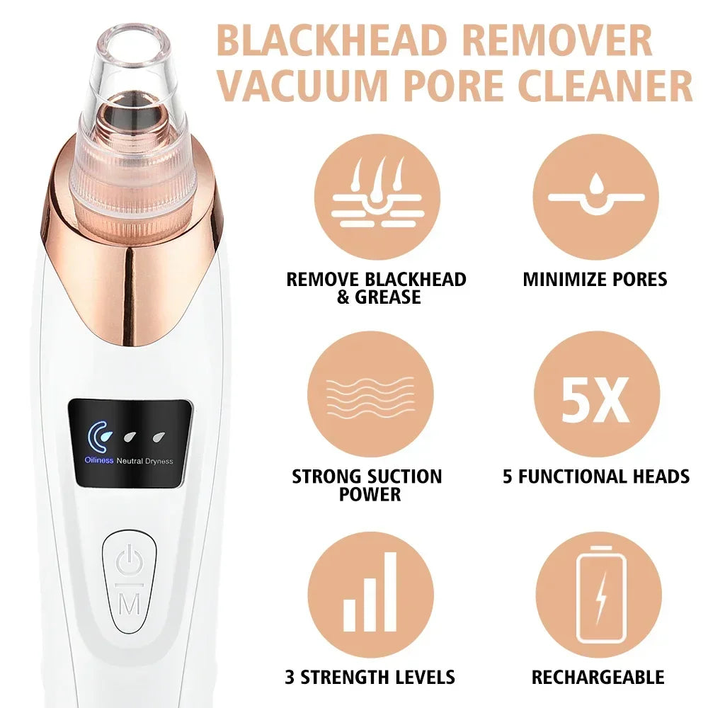 ✨ Electric Blackhead Remover Vacuum – USB Rechargeable Facial Pore Cleaner Deep, Painless, and Effective Skincare at Home