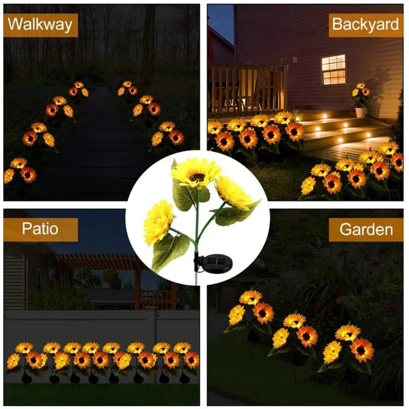 🌻 Solar Sunflower LED Lights – Magical 3-Head Garden Decor (72cm Tall, IP65 Waterproof)