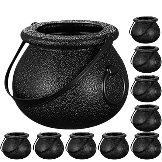 12Pcs Halloween Candy Cauldron for Party Gift Buckets Holder Trick Treat Witch Decorative Prop Plastic Container
