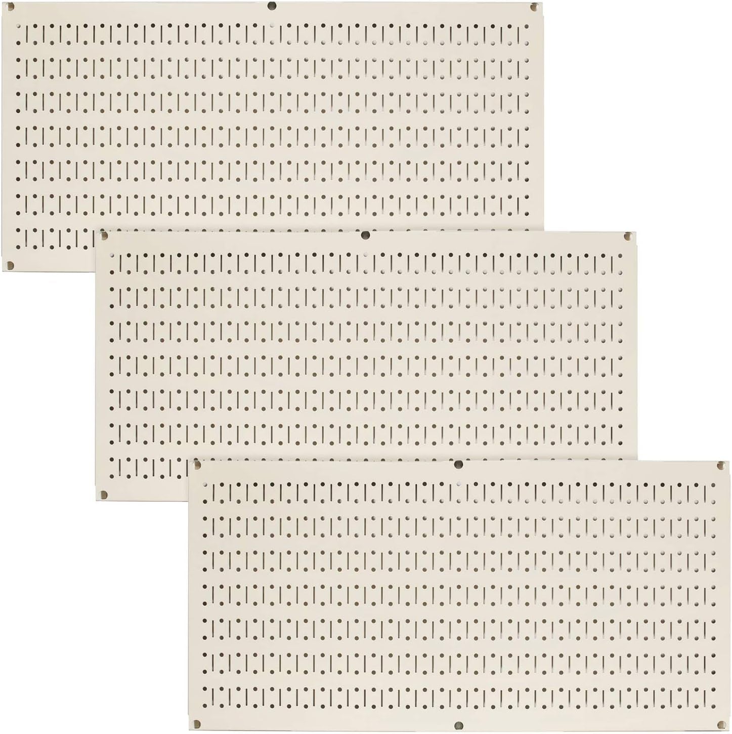 Wall Control Metal Pegboard Value Pack – (3) 32" x 16" Horizontal Beige Panels – Heavy-Duty Steel Wall Organizer for Garage, Home & Workshop – Includes Mounting Hardware – Made in USA