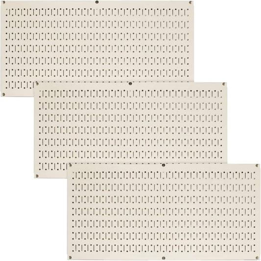 Wall Control Metal Pegboard Value Pack – (3) 32" x 16" Horizontal Beige Panels – Heavy-Duty Steel Wall Organizer for Garage, Home & Workshop – Includes Mounting Hardware – Made in USA