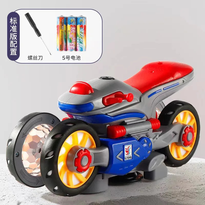 🏍️ Children’s Electric Transformable Motorcycle – Lights, Music & 360° Stunt Rotation