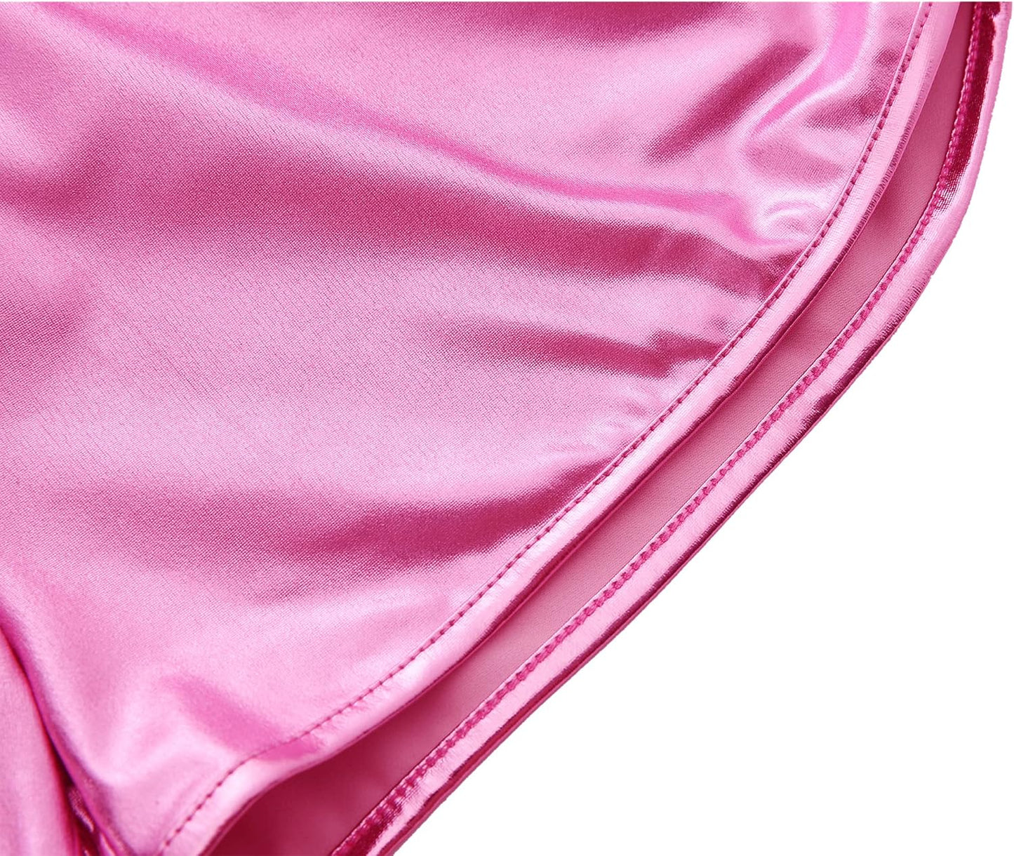 Women'S Metallic Shorts Shiny Pants with Elastic Waist Hot Rave Dance Clothing