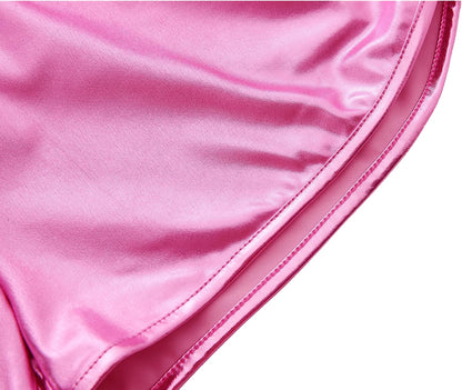 Women'S Metallic Shorts Shiny Pants with Elastic Waist Hot Rave Dance Clothing