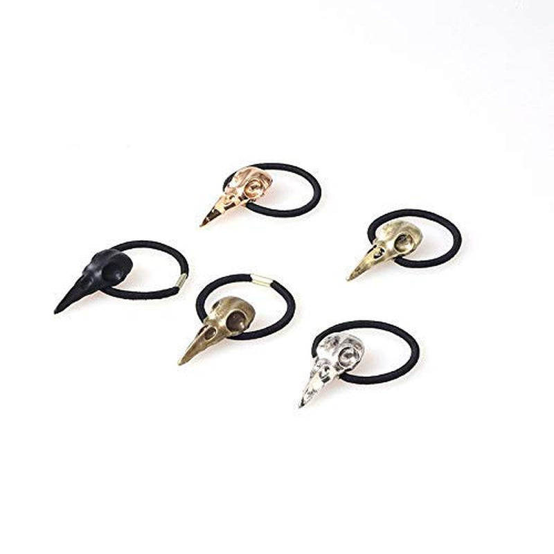 10PCS Women Hair Tie Alloy Crow Skull Elastic Ponytail Holders, Mixed Colors