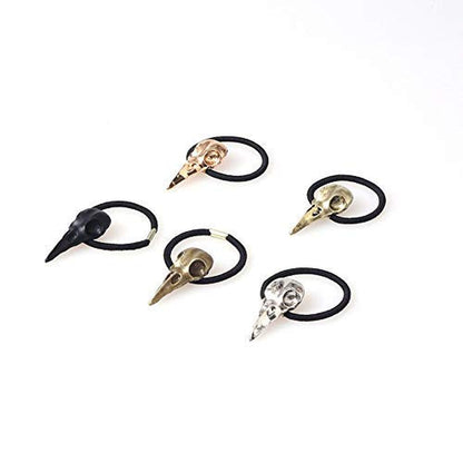 10PCS Women Hair Tie Alloy Crow Skull Elastic Ponytail Holders, Mixed Colors