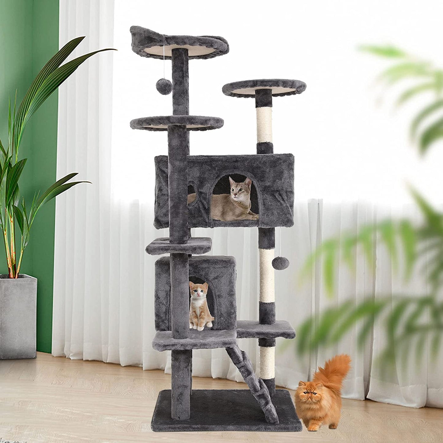 "Ultimate 54'' Cat Tower – Multi-Level Tree with Condos, Scratch Posts & Toys for Happy, Active Cats