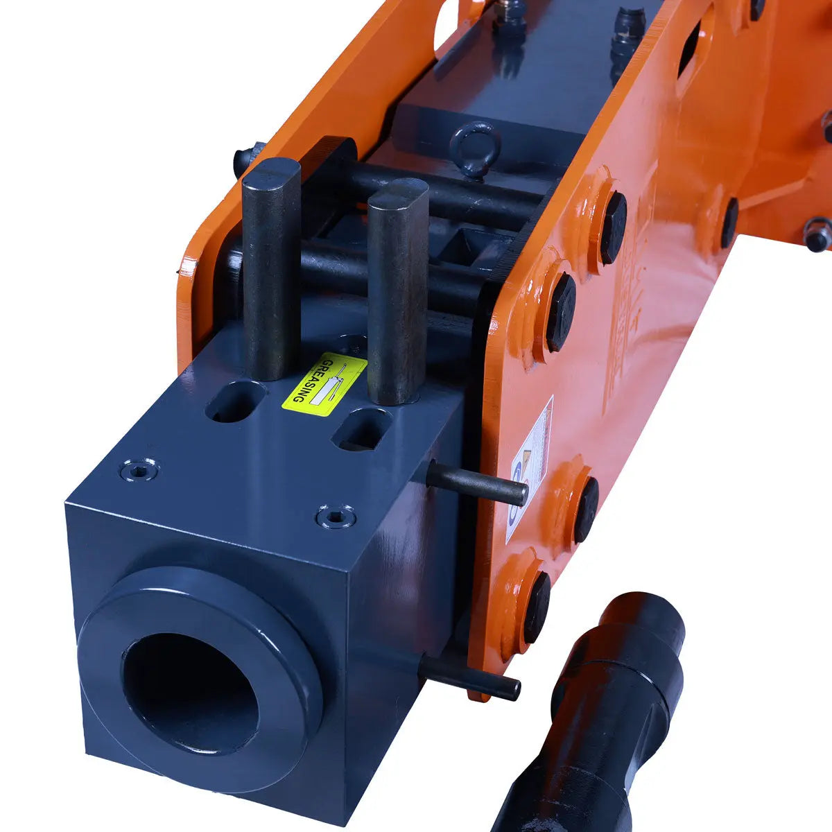 10-15 Ton Excavator/Backhoe Hydraulic Breaker, Quick Change (Q/C) Lugging, 4'' Moil Point Chisel, 1960 J Impact Energy, 400-700BPM, TMG-HB150Q