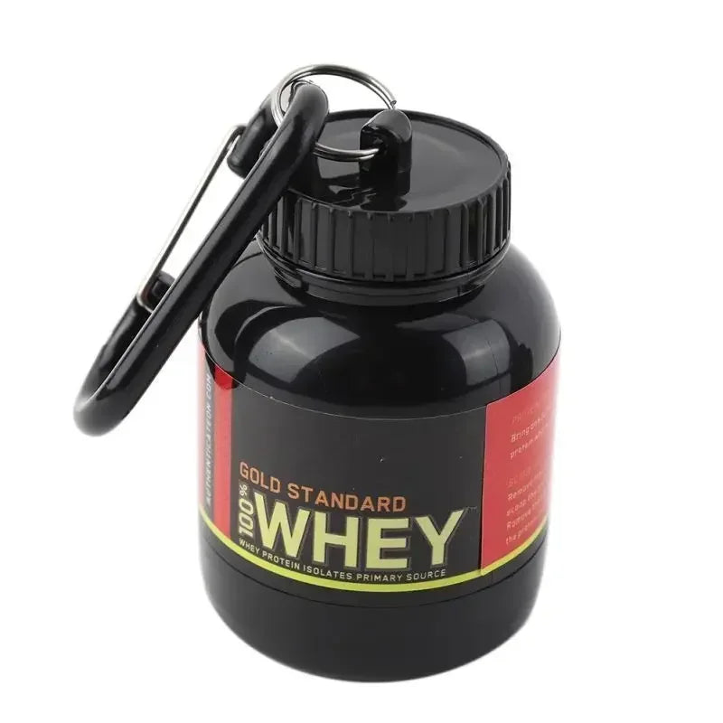 🔑 Portable Protein Powder Container – Keychain Pill Organizer Cup (75x50 mm)