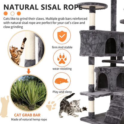 "Ultimate 54'' Cat Tower – Multi-Level Tree with Condos, Scratch Posts & Toys for Happy, Active Cats