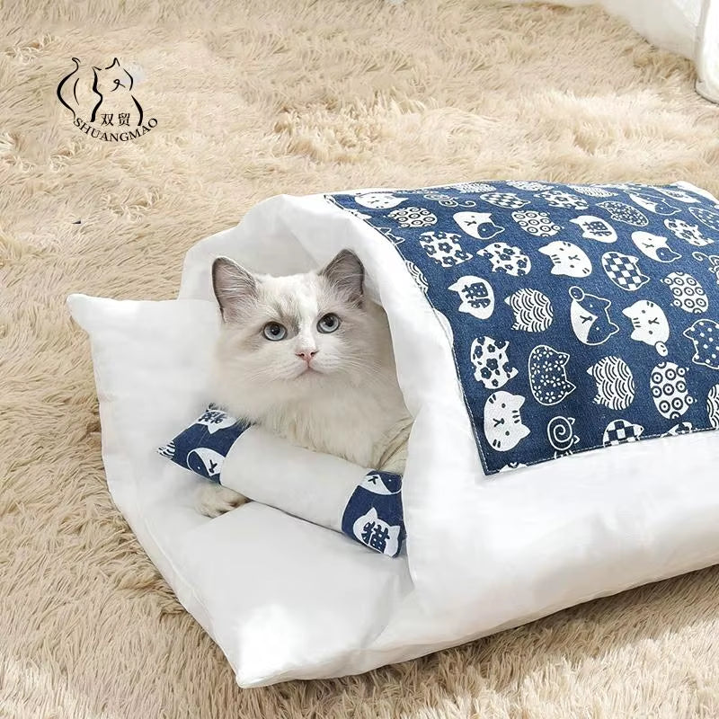 🐾 CozyCloud Pet Bed – Removable & Ultra-Snug Winter Retreat for Cats & Small Dogs!