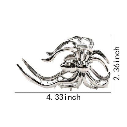 Spider Hair Claw Clips for Women Gothic Hair Clip Pin for Thick Thin Hair Punk Hair Barrettes Accessories for Women Big Spider Shark Clips Halloween Party Decorations for Women Silver Metal Hair Jaw