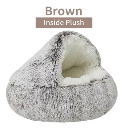 🐾 CozyNest™ 2-in-1 Fluffy Hooded Pet Bed – Cave & Cushion for Cats & Small Dogs | Ultra-Soft, Warm & Washable