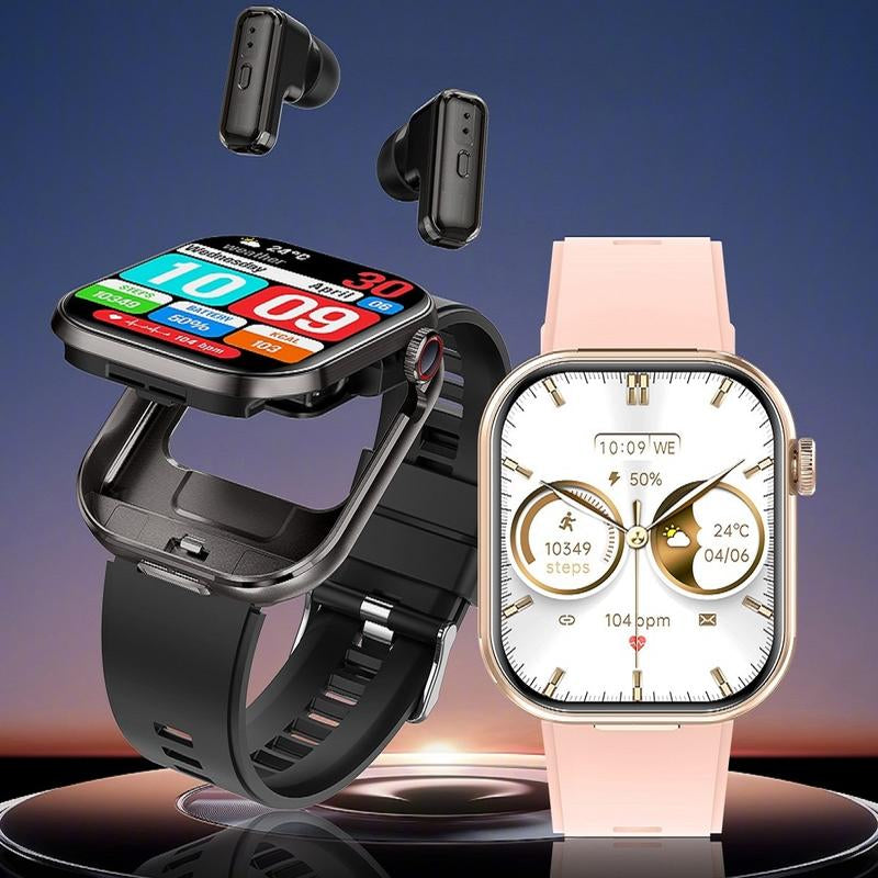 2-In-1 Wireless Headset Smartwatch, Smart Watch with Earbuds, Comes with a Silicone Protective Case, Wireless Calling, Music Play, Fitness Tracker, Smartwatch for Men Women, Compatible with Android and Iphone,The Best Gift for Family and Friends