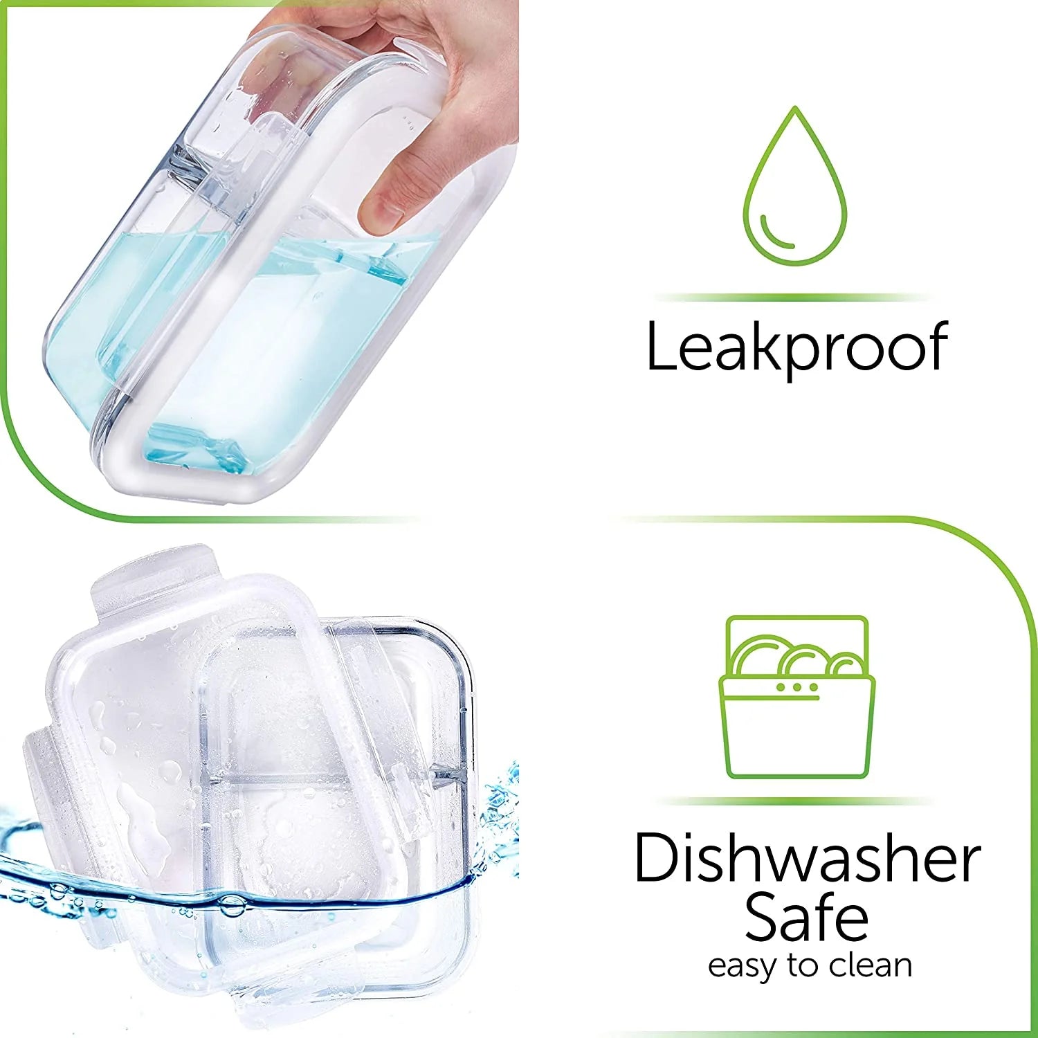 🍱 SmartPortion™ 5-Pack Glass Meal Prep Containers – 2-Compartment, 36oz | Oven & Microwave Safe