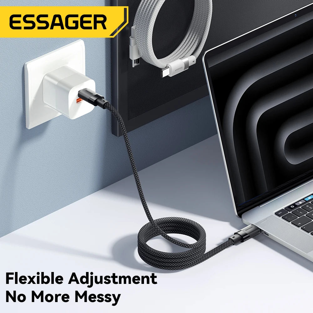 100W Magnetic USB-C to C Cable – Ultra-Fast Charging for iPhone 15, Laptops & Samsung (65W Data Sync)