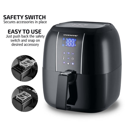 🖤 Compact 3.2 Qt Air Fryer – LED Touchscreen, 6 Presets, Non-Stick, Oil-Free Frying | OVENTE FAD61302B