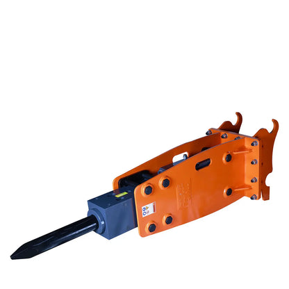 10-15 Ton Excavator/Backhoe Hydraulic Breaker, Quick Change (Q/C) Lugging, 4'' Moil Point Chisel, 1960 J Impact Energy, 400-700BPM, TMG-HB150Q