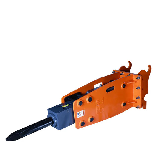 10-15 Ton Excavator/Backhoe Hydraulic Breaker, Quick Change (Q/C) Lugging, 4'' Moil Point Chisel, 1960 J Impact Energy, 400-700BPM, TMG-HB150Q