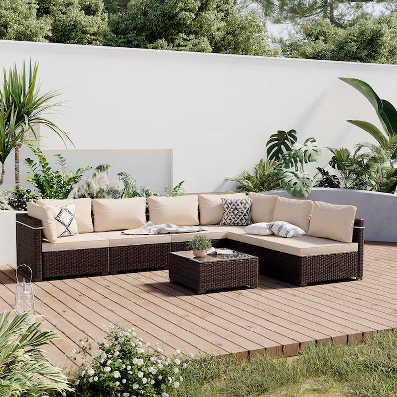 Bohemian 7-Piece Patio Set – Cozy Beige Retreat