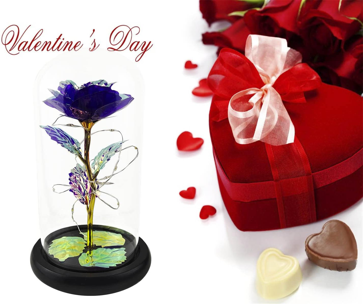 🌹 Enchanted Eternal Rose Dome – Timeless Purple LED Bloom (4.5"x8.4")