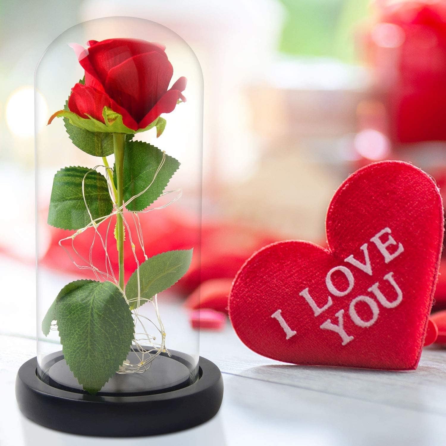 🌹 Eternal Rose Lamp – Handcrafted Glass Rose Light (10" Dome, LED Illuminated)