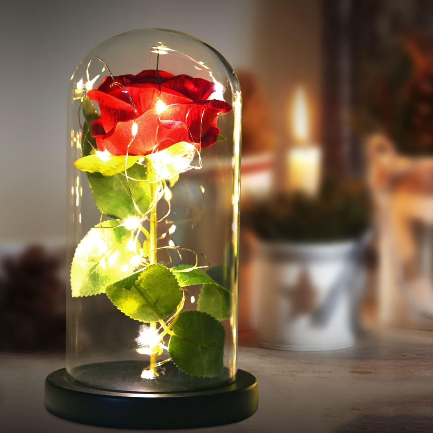 🌹 Eternal Rose Lamp – Handcrafted Glass Rose Light (10" Dome, LED Illuminated)