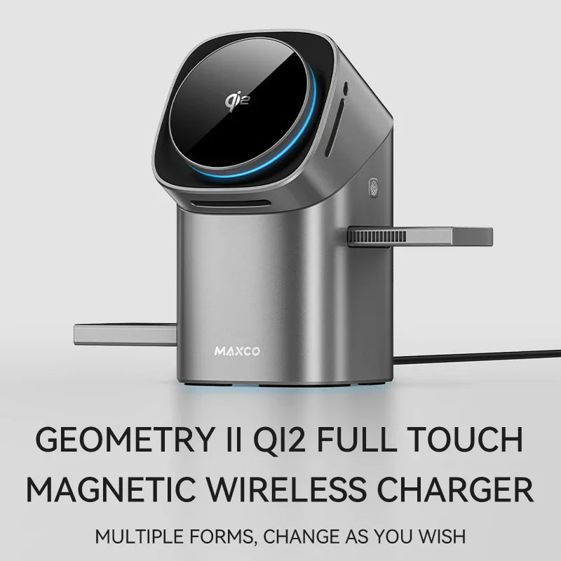 MagSpin 3-in-1 Smart Charger – Auto-Rotate Qi2 15W Fast Charge for iPhone, AirPods & Apple Watch (No Cables, Perfect Alignment)