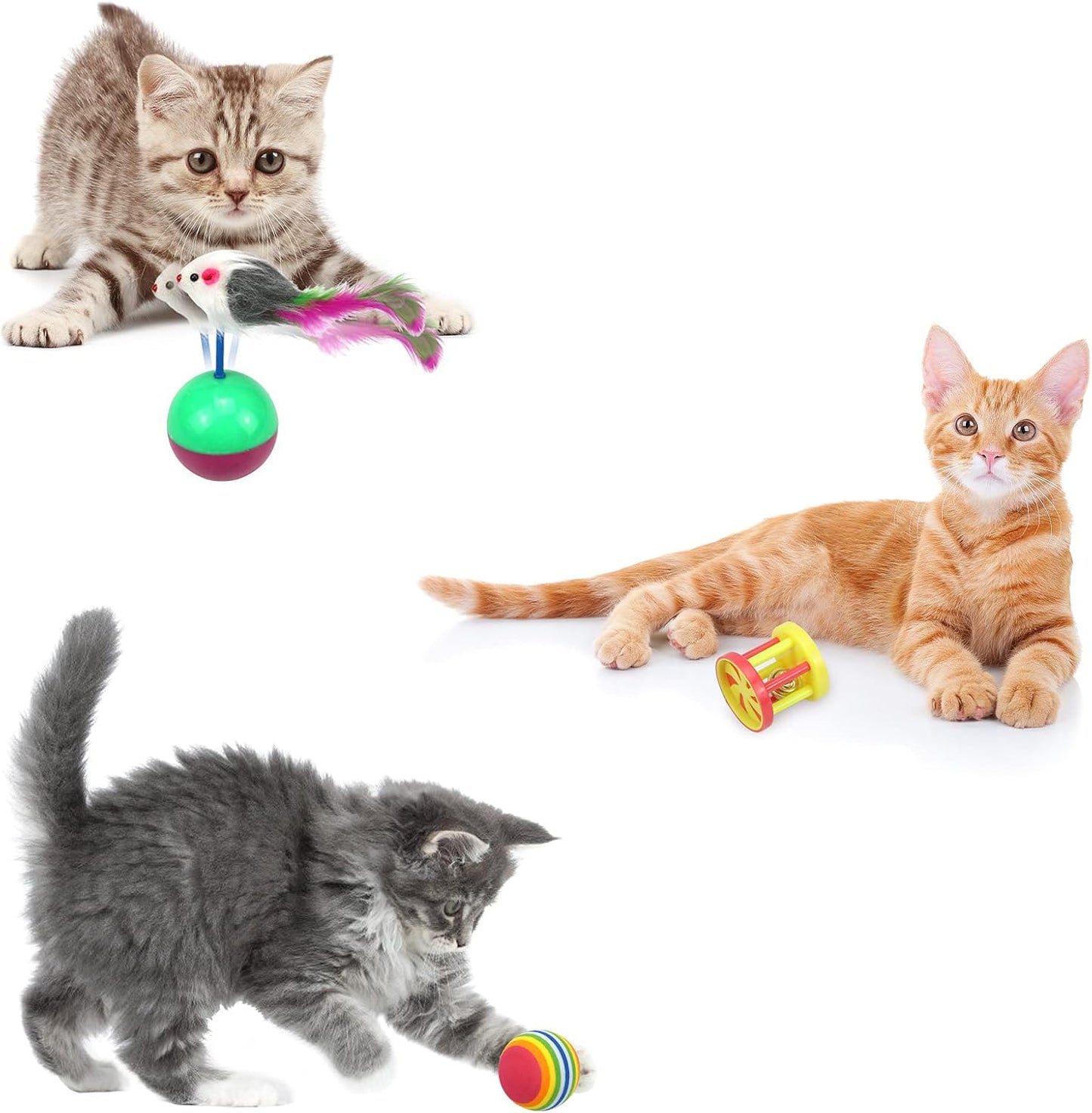 27-Piece Cat Toy Set – Interactive Kitten Toys with Tunnel, Catnip Fish, Feather Wand, Fluffy Mice, Jingle Balls & More – Ultimate Play Pack for Cats & Kittens