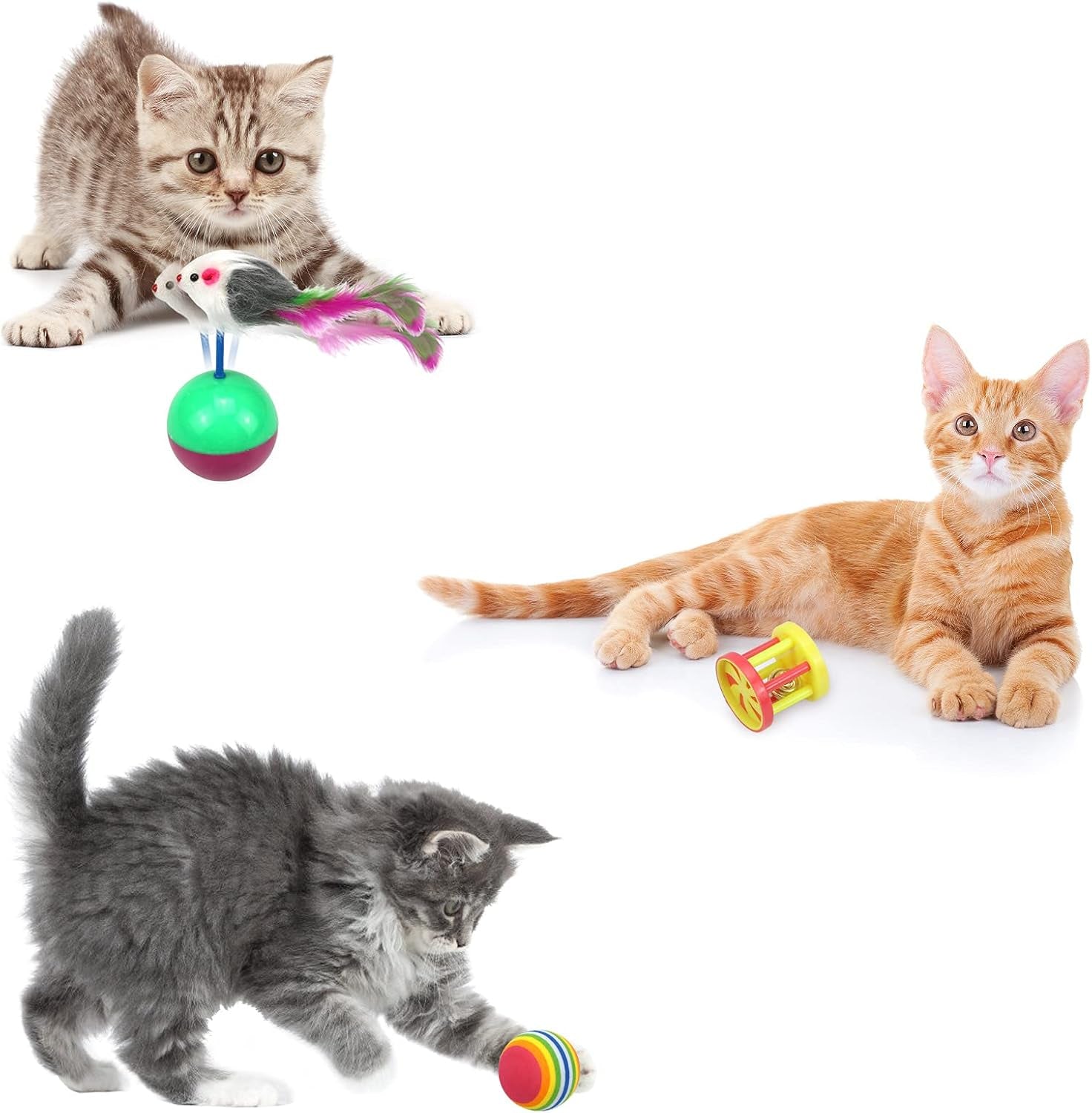 27-Piece Cat Toy Set – Interactive Kitten Toys with Tunnel, Catnip Fish, Feather Wand, Fluffy Mice, Jingle Balls & More – Ultimate Play Pack for Cats & Kittens