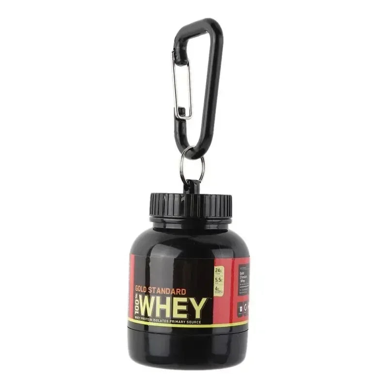 🔑 Portable Protein Powder Container – Keychain Pill Organizer Cup (75x50 mm)